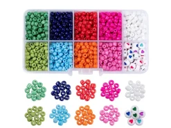 Boite de grosses perles 10 couleurs opaques