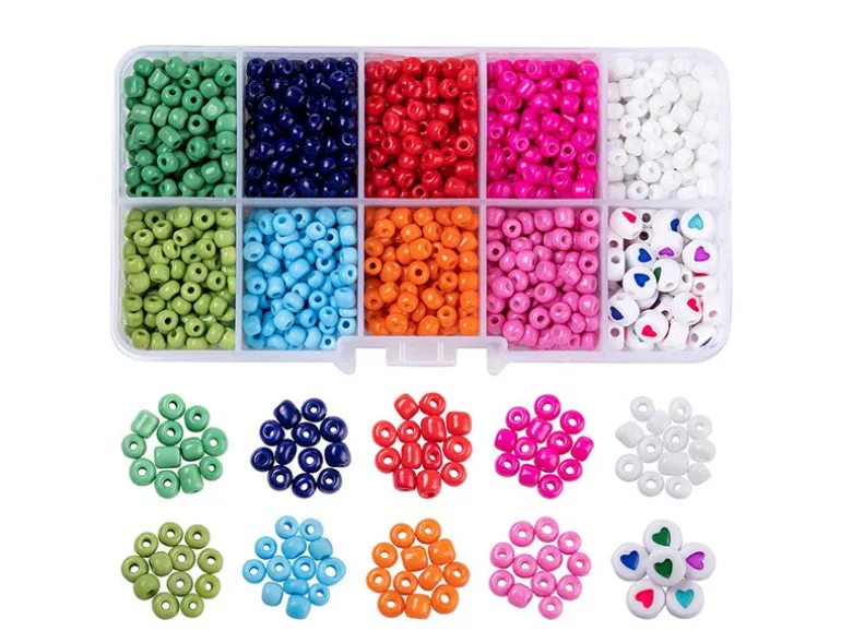 Boite de grosses perles 10 couleurs opaques