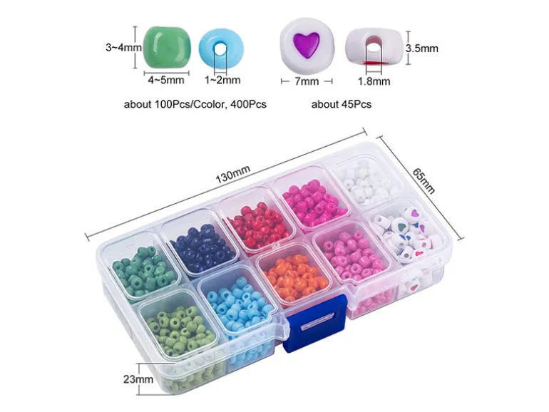 Boite de grosses perles 10 couleurs opaques