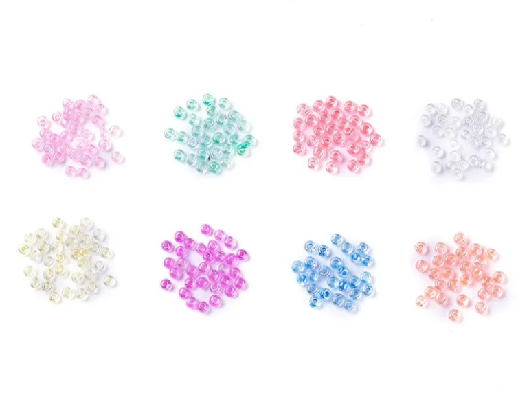 Boite de perles 8 couleurs acidulées transparentes