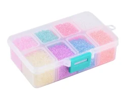 Boite de perles 8 couleurs acidulées transparentes