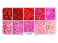 Boite de perles de rocailles - 10 Nuances Roses - 2,5mm - 8500 pcs