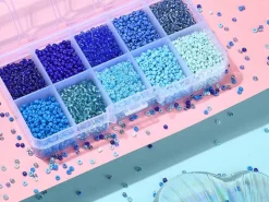 Boite de perles de rocailles - 10 Nuances bleues- 2,5mm - 8500 pcs