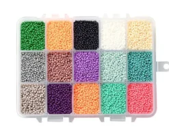 Boite de perles de rocailles multicolore - 15 couleurs - 2,5mm