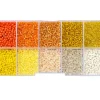 Boite de perles de rocailles - 10 Nuances jaunes orangées - 2,5mm - 8500 pcs