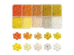 Boite de perles de rocailles - 10 Nuances jaunes orangées - 2,5mm - 8500 pcs