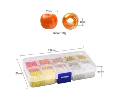 Boite de perles de rocailles - 10 Nuances jaunes orangées - 2,5mm - 8500 pcs