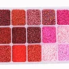 Boite de perles de rocailles Nuances rouges & roses - 15 couleurs - 2,5mm