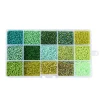 Boite de perles de rocailles - 15 Nuances Vertes - 2,5mm