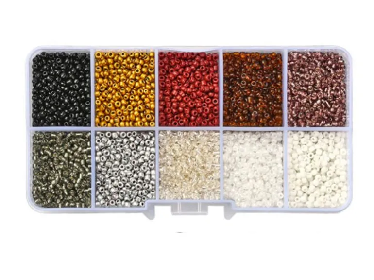 Boite de perles de rocailles - 10 Nuances Métal - 2,5mm - 8500 pcs