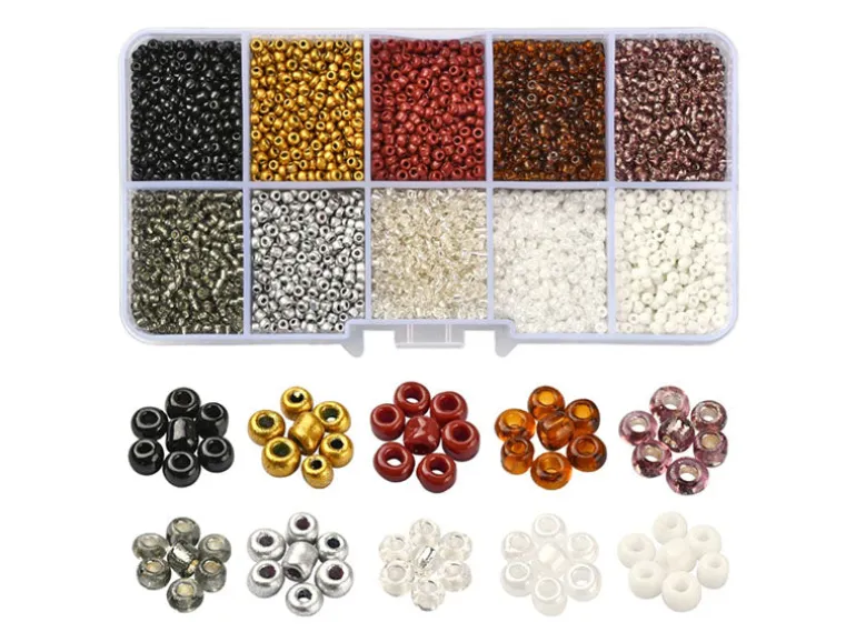 Boite de perles de rocailles - 10 Nuances Métal - 2,5mm - 8500 pcs