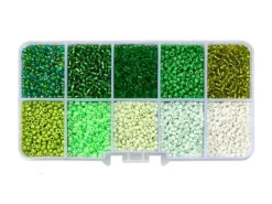 Boite de perles de rocailles - 10 Nuances Vertes- 2,5mm - 8500 pcs
