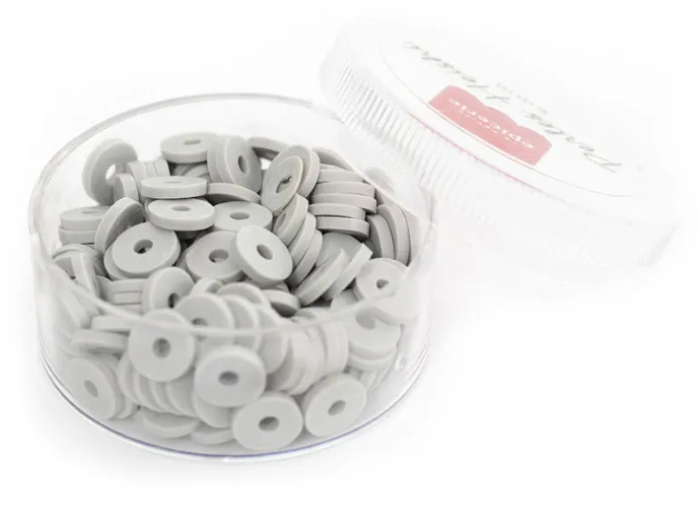 Boite de perles rondelles heishi 6 mm - Gris