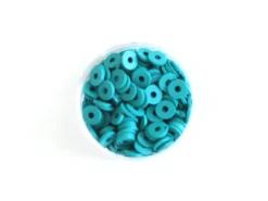 Boite de perles rondelles heishi 6 mm - Bleu canard