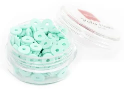 Boite de perles rondelles heishi 6 mm - bleu / vert d'eau