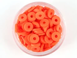 Boite de perles rondelles heishi 6 mm - rouge tomate - rouge orangé