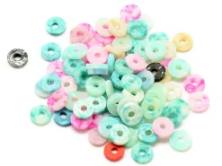Boite de perles rondelles heishi 6 mm - marbré couleurs pastelles