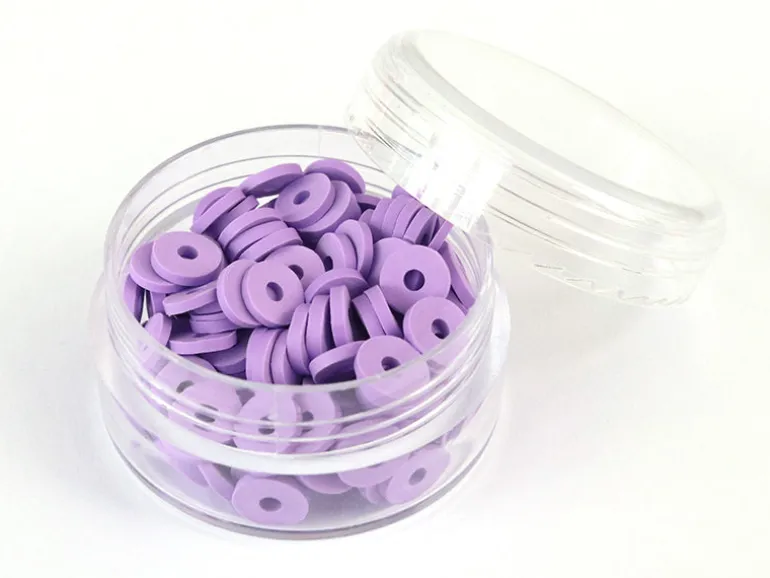Boite de perles rondelles heishi 6 mm - mauve violet