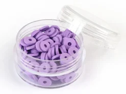 Boite de perles rondelles heishi 6 mm - mauve violet