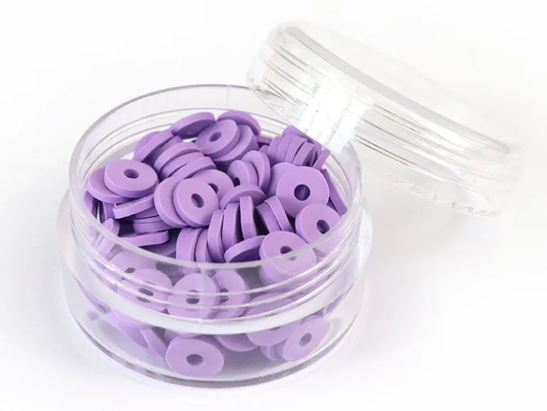 Boite de perles rondelles heishi 6 mm - mauve violet