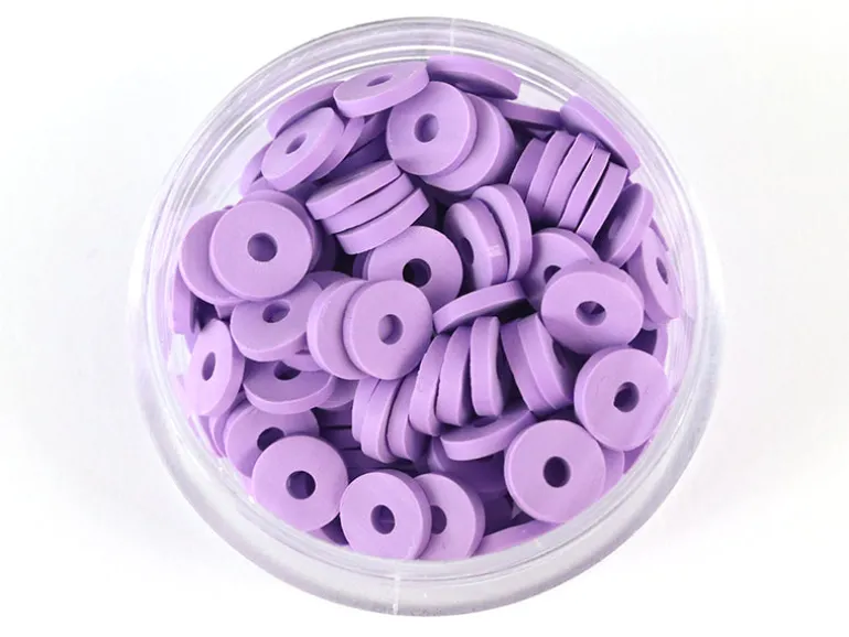 Boite de perles rondelles heishi 6 mm - mauve violet