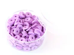 Boite de perles rondelles heishi 6 mm - violet