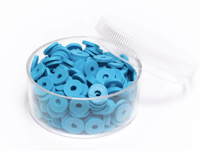 Boite de perles rondelles heishi 6 mm - bleu céruléen