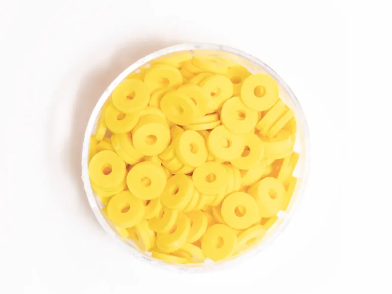 Boite de perles rondelles heishi 6 mm - Jaune