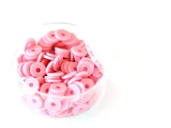 Boite de perles rondelles heishi 6 mm - rose