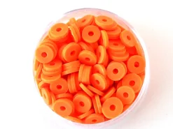 Boite de perles rondelles heishi 6 mm - orange fluo