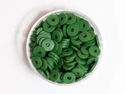 Boite de perles rondelles heishi 6 mm - Vert végétal
