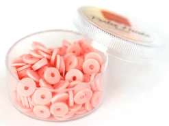 Boite de perles rondelles heishi 6 mm - rose poudré