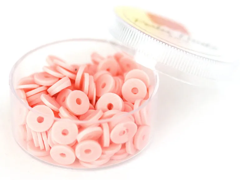 Boite de perles rondelles heishi 6 mm - rose poudré