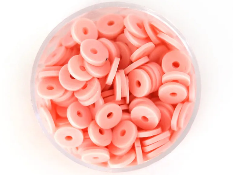 Boite de perles rondelles heishi 6 mm - rose poudré