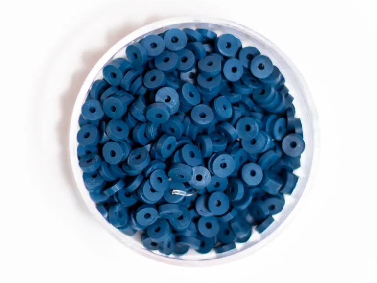 Boite de perles rondelles heishi 3 mm - bleu acier