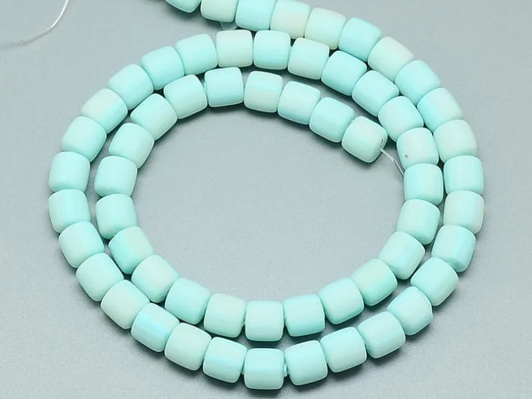 Boite de perles tubes Heishi 6 mm - bleu pâle