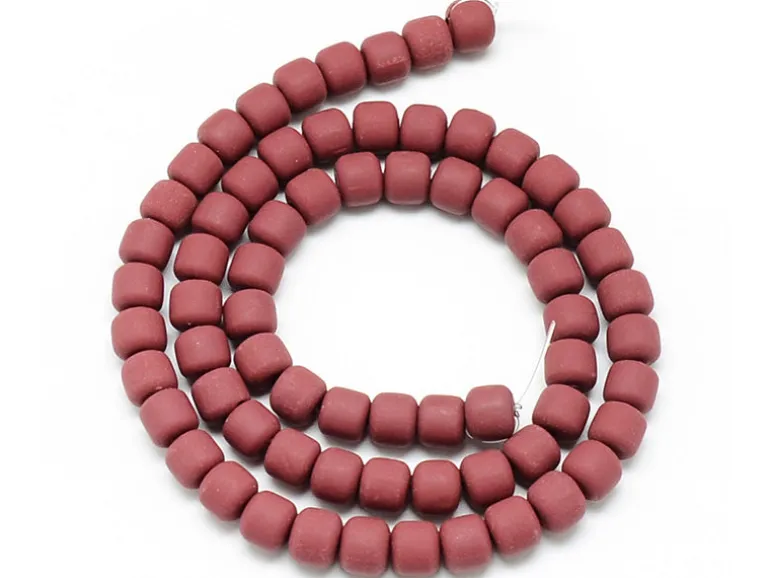 Boite de perles tubes Heishi 6 mm - rouge brique