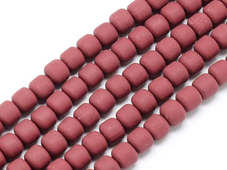 Boite de perles tubes Heishi 6 mm - rouge brique