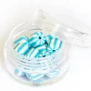 Boite de perles tubes Heishi 6 mm - rayé bleu turquoise