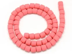 Boite de perles tubes Heishi 6 mm - rose fluo