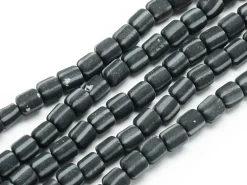 Boite de perles tubes Heishi 6 mm - rayures noir