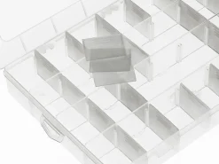 Boite de rangement pour perles - casiers ajustables - 28 compartiments - 21 x 17 x 4 cm