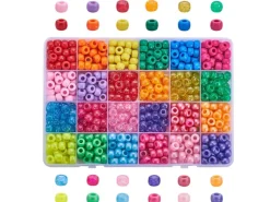 Boîte d'assortiment de perles en plastiques pony beads - 24 couleurs
