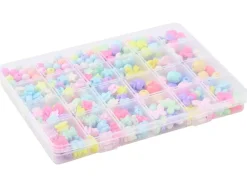 Boîte d'assortiment de perles en plastiques pastels - Forme mixte