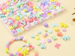Boîte d'assortiment de perles en plastiques pastels - Forme mixte