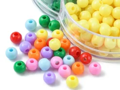 Boîte de 490 perles opaques rondes - 7 couleurs - 6 mm