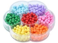 Boîte de 490 perles opaques rondes - 7 couleurs - 6 mm