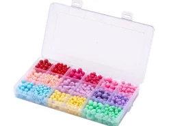 Boîte de 1000 perles rondes opaques en acrylique - 9 couleurs