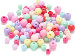 Boîte de 1000 perles rondes opaques en acrylique - 9 couleurs