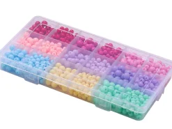 Boîte de 1000 perles rondes opaques en acrylique - 9 couleurs